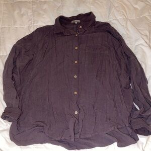 Casual Brown Free flowing Button Up Shirt Size M/L